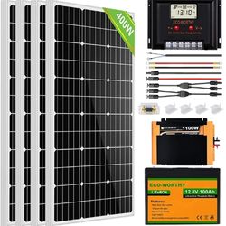 Eco-Worthy 400 Watt Off Grid Solar Panel Kit with battery