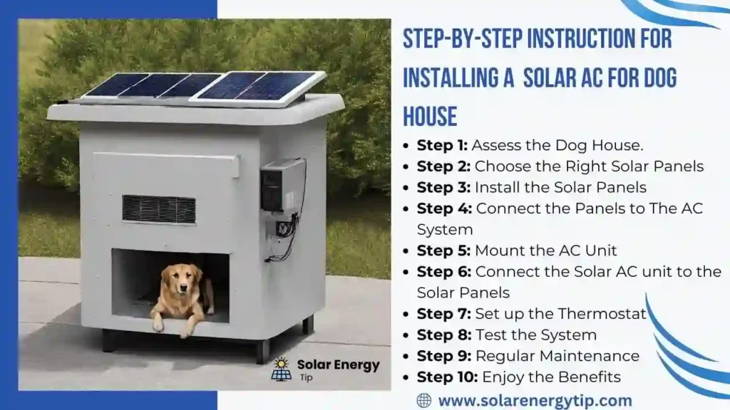 Step-by-step instruction for installing a solar ac for dog house